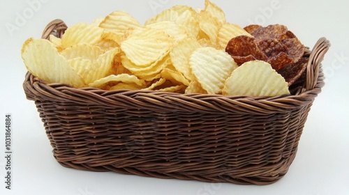 Crispy Potato Chips in a Woven Basket Display