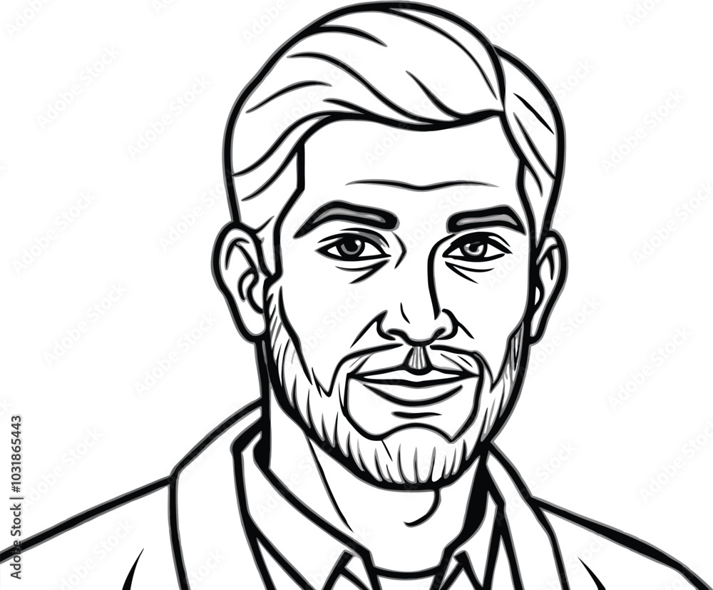 Hand-Drawn Man Portrait Vector Illustration - Clean Line Art Design. Hand-Drawn Man Portrait Vector Illustration - Clean Line Art Design.