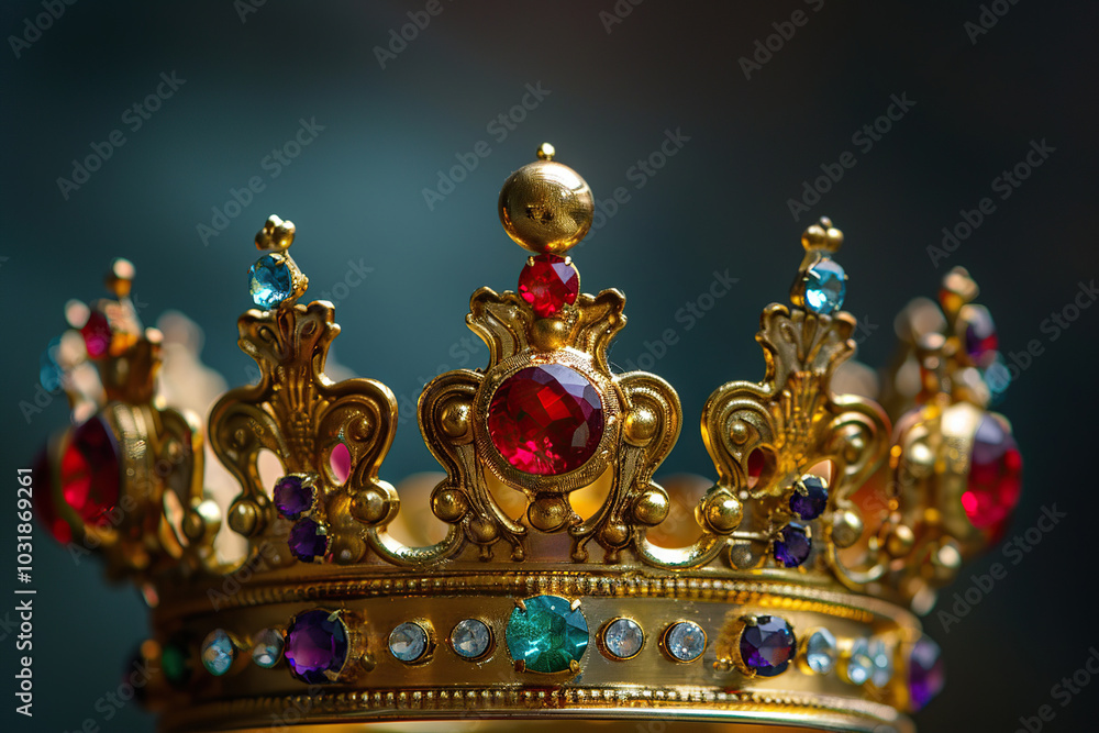 Fantastic beautiful king or queen crown from gold material for coronation Fantastic beautiful king or queen crown from gold material for coronation
