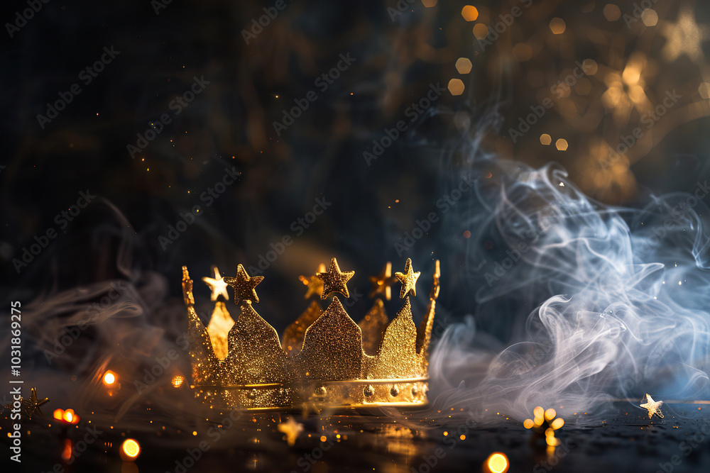 Obraz premium Fantastic beautiful king or queen crown from gold material for coronation
