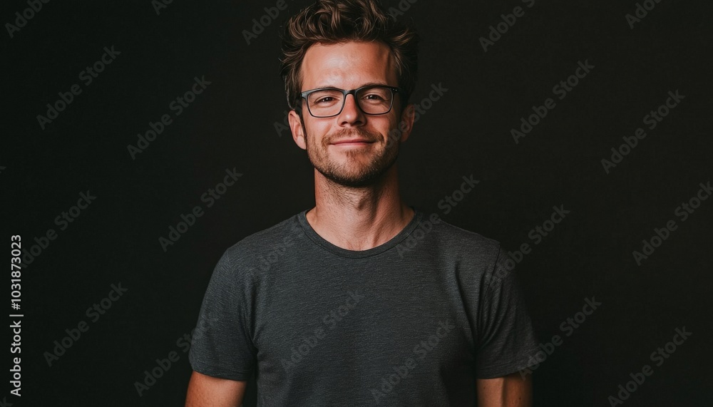 Smiling Man in a Black T-Shirt. Smiling Man in a Black T-Shirt.
