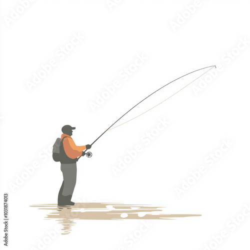 fishermen or anglers who fish at a pier in a river using a rod, reel and net