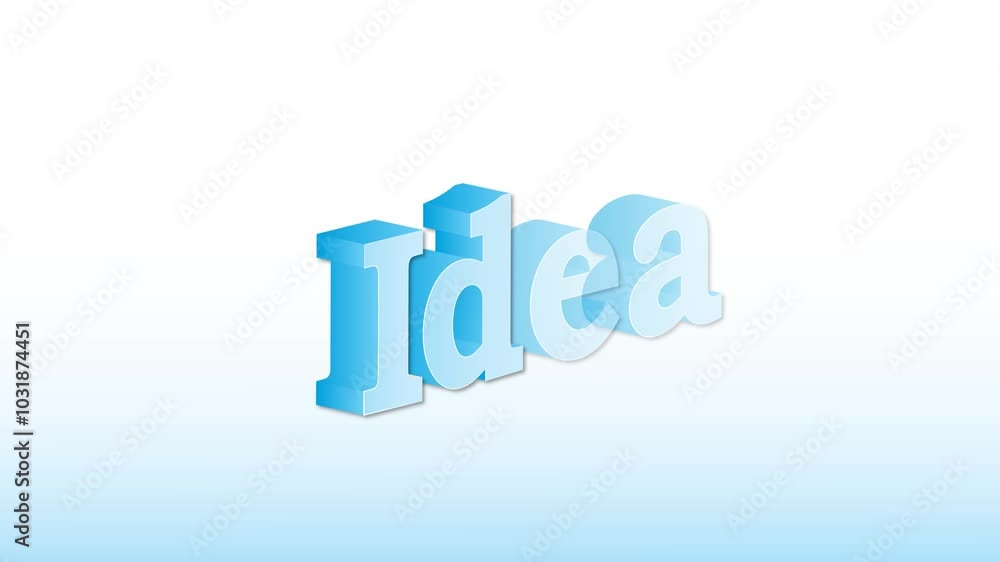 Blue color idea text with shadow on white background to explain creativity Blue color idea text with shadow on white background to explain creativity