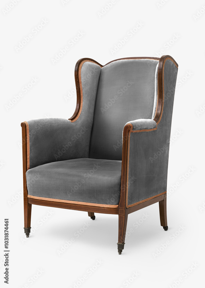 Antique armchair png mockup in velvet fabric Antique armchair png mockup in velvet fabric