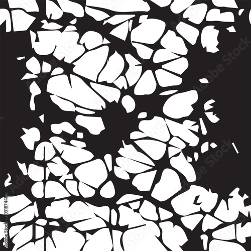 Print distress background in black and white texture with spots, scratches and lines. Abstract vector illustration.