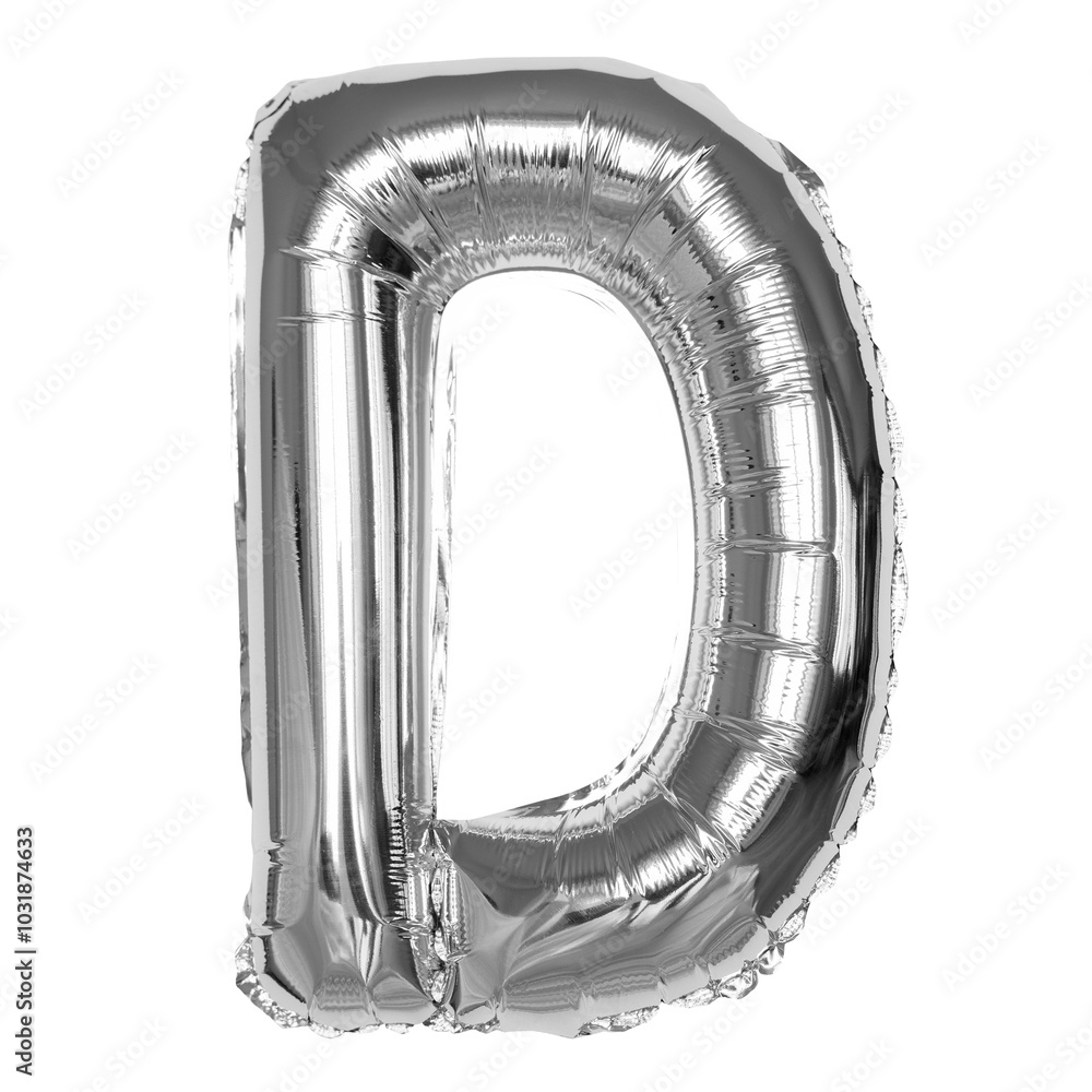 Letter D png sticker, silver foil balloon alphabet, transparent background Letter D png sticker, silver foil balloon alphabet, transparent background