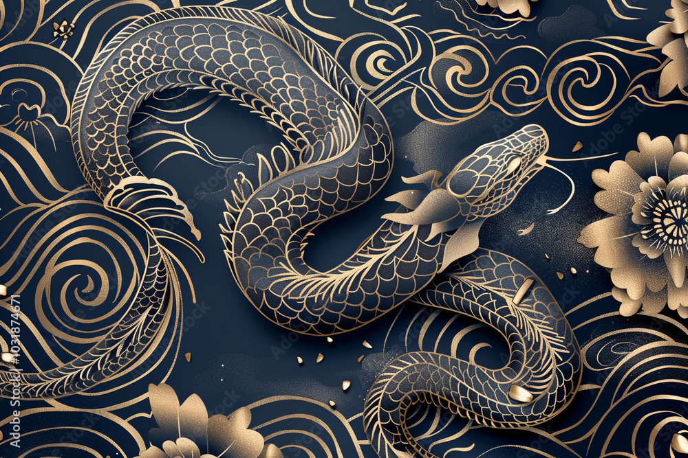 Fototapeta premium Beautiful greeting card with holiday composition for happy and joy celebrate New Year