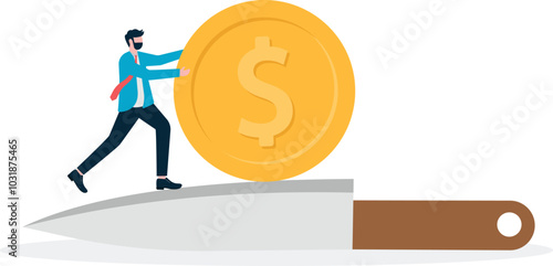 Business financial risks, risky high-risk investments trying to get a high return on investment, dangerous or bad business decisions,
