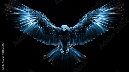 eagle, large bird of prey on a black background, art, fantasy, unusual bright predator photo