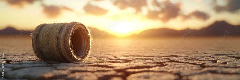 A tight shot of a tire on the ground against a sunset backdrop in the sky A tight shot of a tire on the ground against a sunset backdrop in the sky