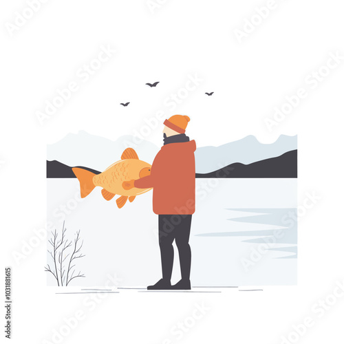 professional angler fishing vector illustration photo