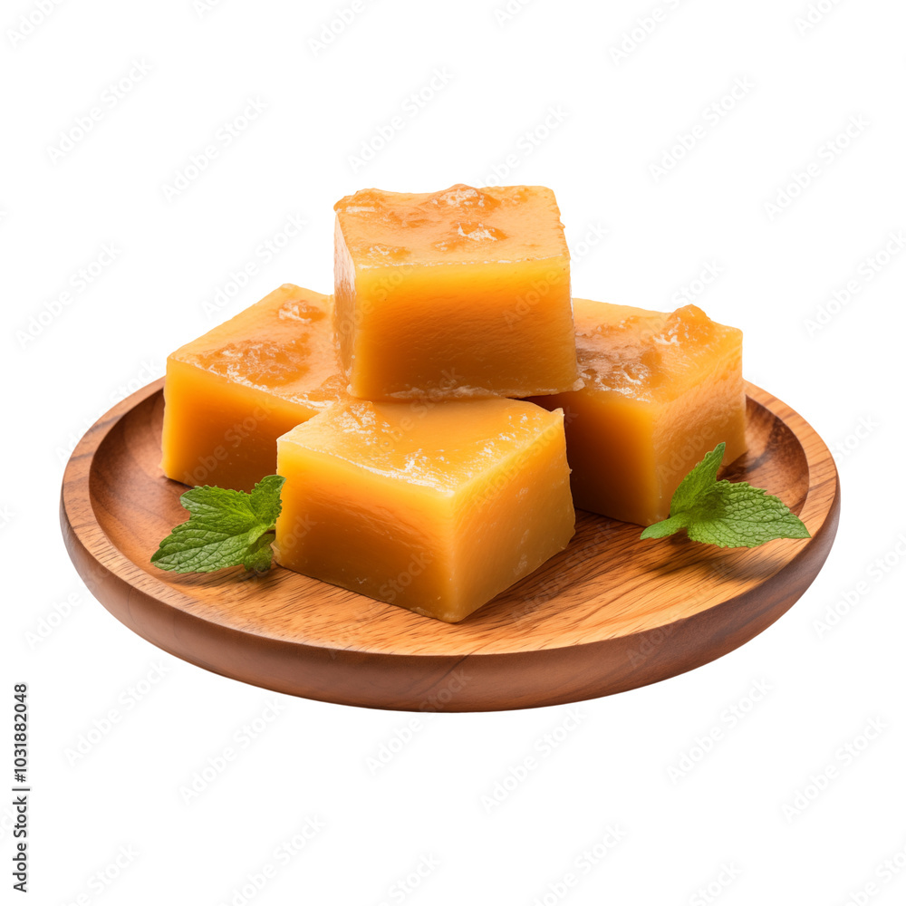 mysore pak with mint on a wooden plate indian food transparent background mysore pak with mint on a wooden plate indian food transparent background