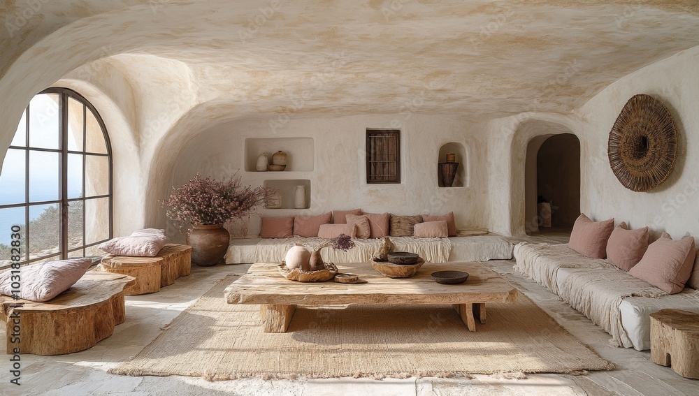 Living room in Scandinavian style with a fusion of white and wood. Living room in Scandinavian style with a fusion of white and wood.