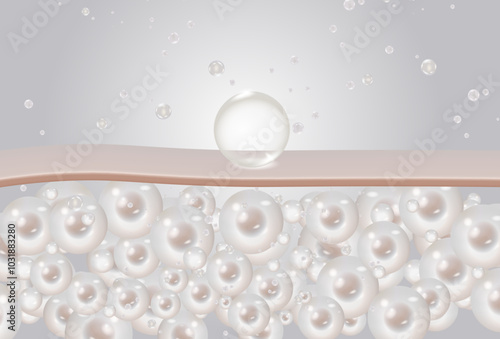 Collagen Skin Serum Oil drop on skin cell, Skin Repair, moisturizer, collagen serum, advertising background ready to use, 3D rendering