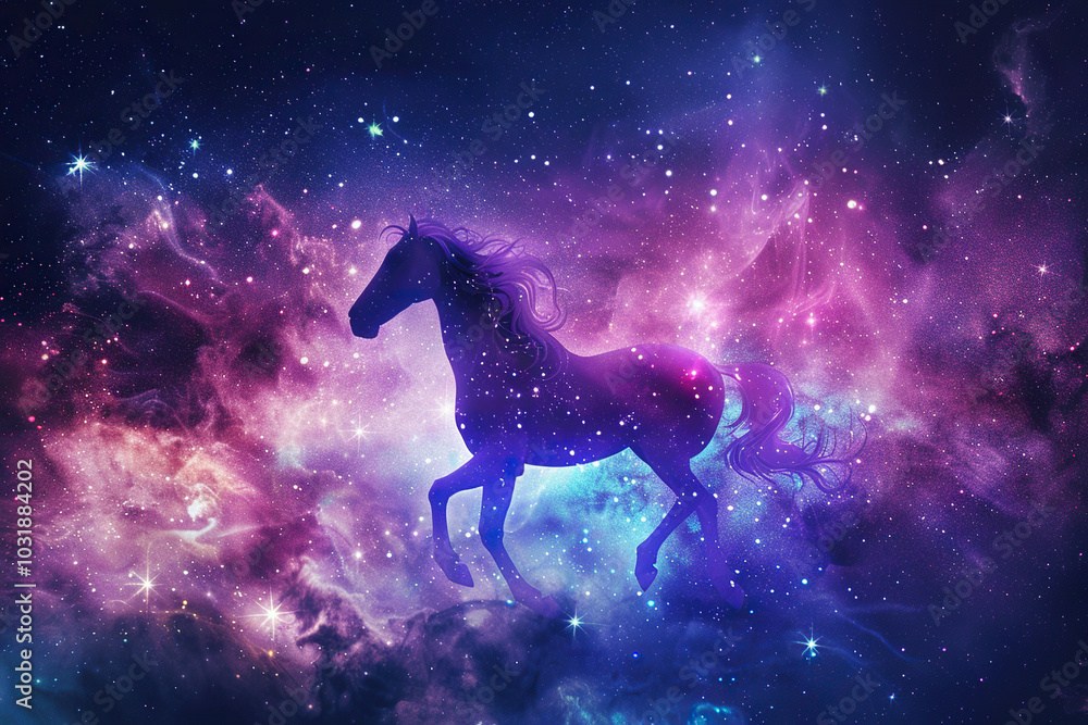 Astrological composition with concept of Horse zodiac sign symbol Astrological composition with concept of Horse zodiac sign symbol