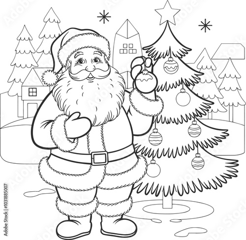 Christmas coloring book page activity for kids and adults, Festive atmosphere - coloring book for children and teenagers.