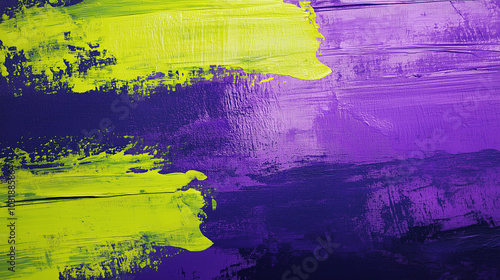 Abstract Purple and Yellow Paint Strokes with Bold Texture in High Definition