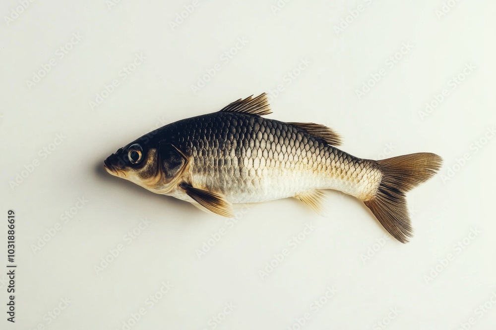 the beside view River Herring, left side view, white copy space on right, Isolated on White Background the beside view River Herring, left side view, white copy space on right, Isolated on White Background