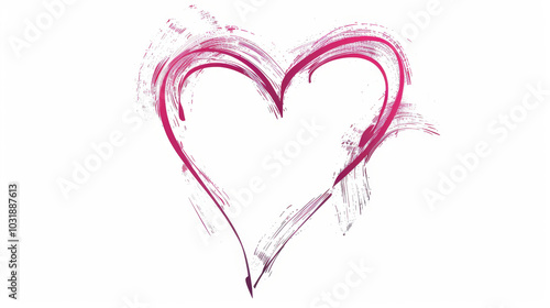 Abstract Red Heart Splatter on White Background