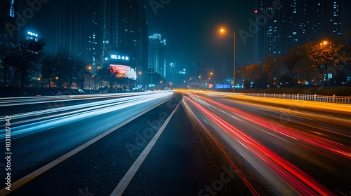 Abstract speed technology background with Hong Kong City night scenes