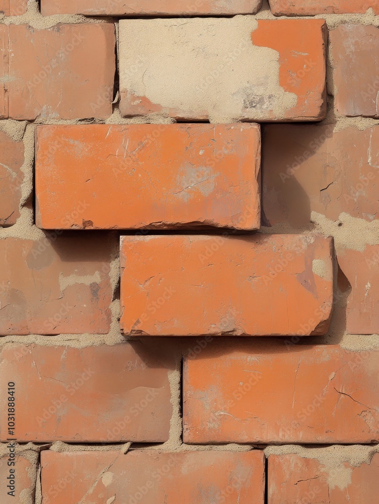 Obraz premium Red Brick Wall Texture - A Generative AI Masterpiece showcasing the beauty of a brick wall, capturing the rugged texture, subtle color variations, and unique pattern.