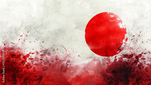 Abstract Red and White Artistic Splatter Background