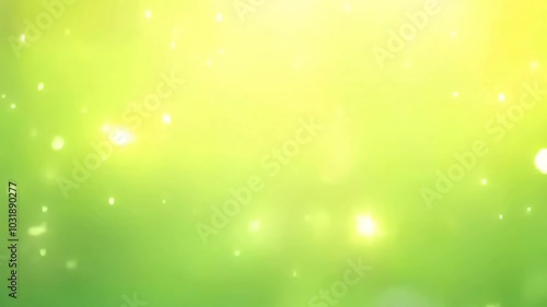 Soft green and yellow bokeh lights on gradient background. Abstract blurred background design with copy space. Springtime and summer concept. 4K background material for loop playback