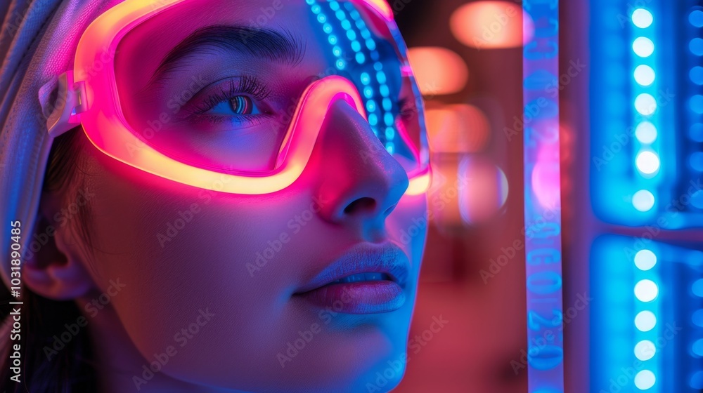 Futuristic Neon Glow Portrait of a Young Woman Futuristic Neon Glow Portrait of a Young Woman