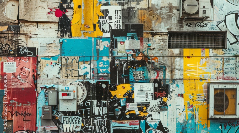 Fototapeta premium Colorful Abstract Collage of Mixed Artistic Elements