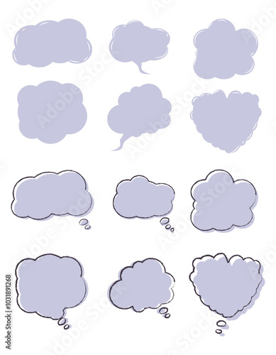 Set of speech bubbles. Speech Bubbles of different shapes with shadows