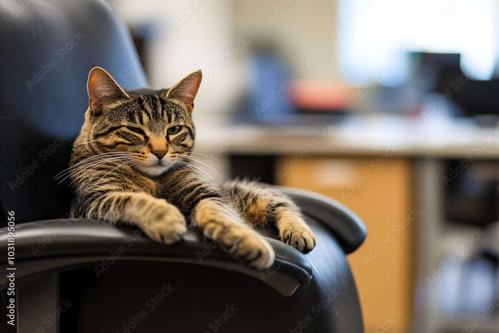 Office cat lounging on chair, exuding boss vibes and relaxation, perfect for funny work memes and office pet lovers. This cool, relaxed feline is sure to brighten any workspace
Office cat lounging on chair, exuding boss vibes and relaxation, perfect for funny work memes and office pet lovers. This cool, relaxed feline is sure to brighten any workspace