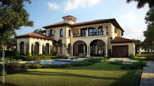 Wallpaper Mural Mediterranean Style Luxury Home with Pool Torontodigital.ca