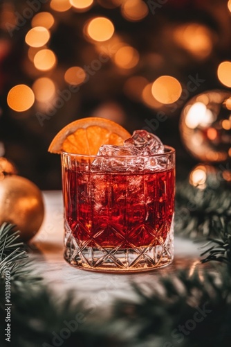 Wallpaper Mural Festive Negroni Cocktail with Orange Slice in Elegant Glass Torontodigital.ca