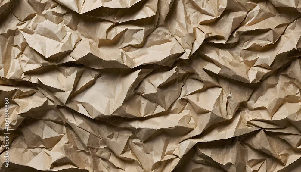 Crumpled brown paper texture with folds and creases, organic design, rustic feel, copy space
Crumpled brown paper texture with folds and creases, organic design, rustic feel, copy space