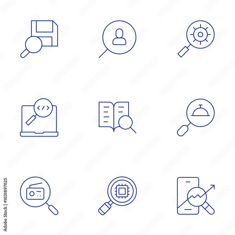 Search icons set. Thin Line style, editable stroke. search, searching, trading Search icons set. Thin Line style, editable stroke. search, searching, trading