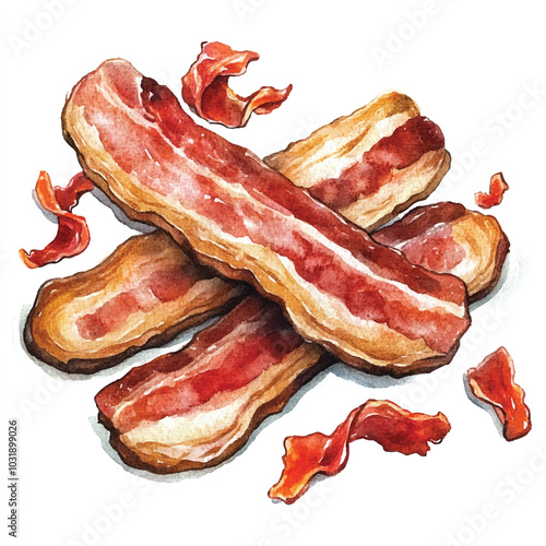Baconfood watercolor clipart illustration