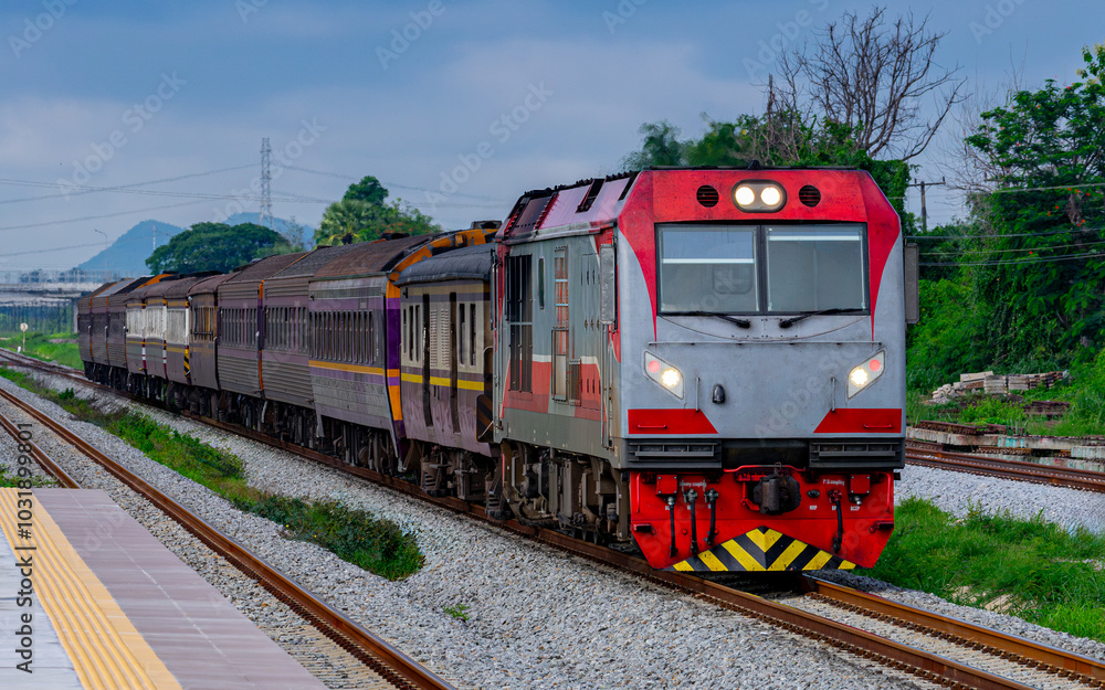 Special Express Train num 38 at Ratchaburi, Thailand Special Express Train num 38 at Ratchaburi, Thailand