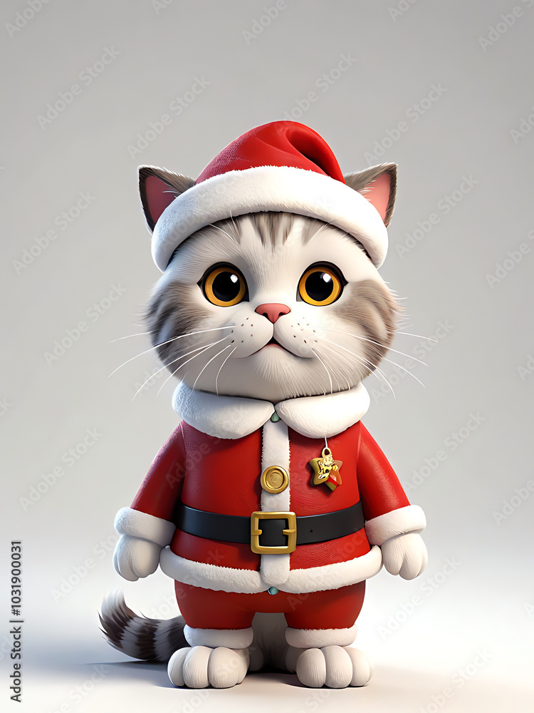 Festive Cat in Santa Outfit with Ornament Generative AI Festive Cat in Santa Outfit with Ornament Generative AI