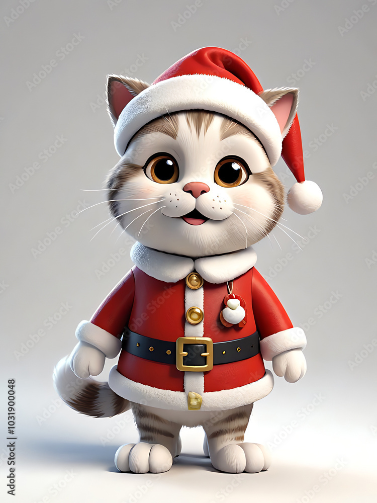 Adorable Cat in Santa Costume, Generative AI Adorable Cat in Santa Costume, Generative AI