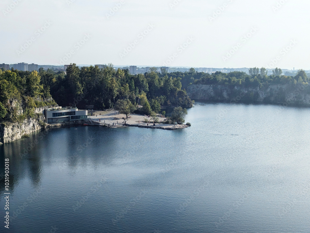 old quarry with clean water and swimming pools for recreation in Krakow, Poland old quarry with clean water and swimming pools for recreation in Krakow, Poland
