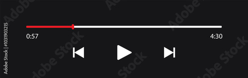 Video play bar template with button play or pause and timelime. Audio player for songs, podcast playlist. Dark theme. Vector Free Download Video play bar template with button play or pause and timelime. Audio player for songs, podcast playlist. Dark theme. Vector - GFXLoad