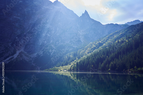 Fototapeta Naklejka Na Ścianę i Meble -  beautiful mountain lake, Morske Oko, Tatra Mountains, Poland