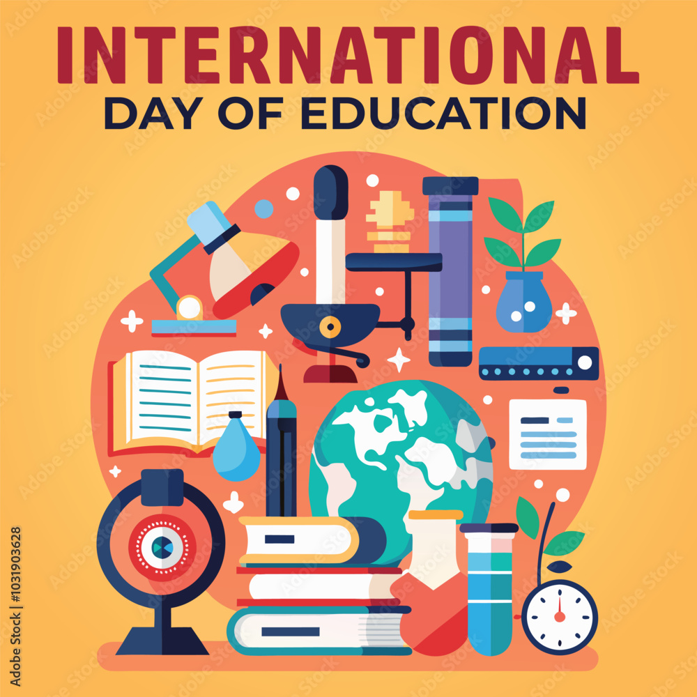 Flat Illustration for International Day of Education Vector Design, Ai generated Flat Illustration for International Day of Education Vector Design, Ai generated