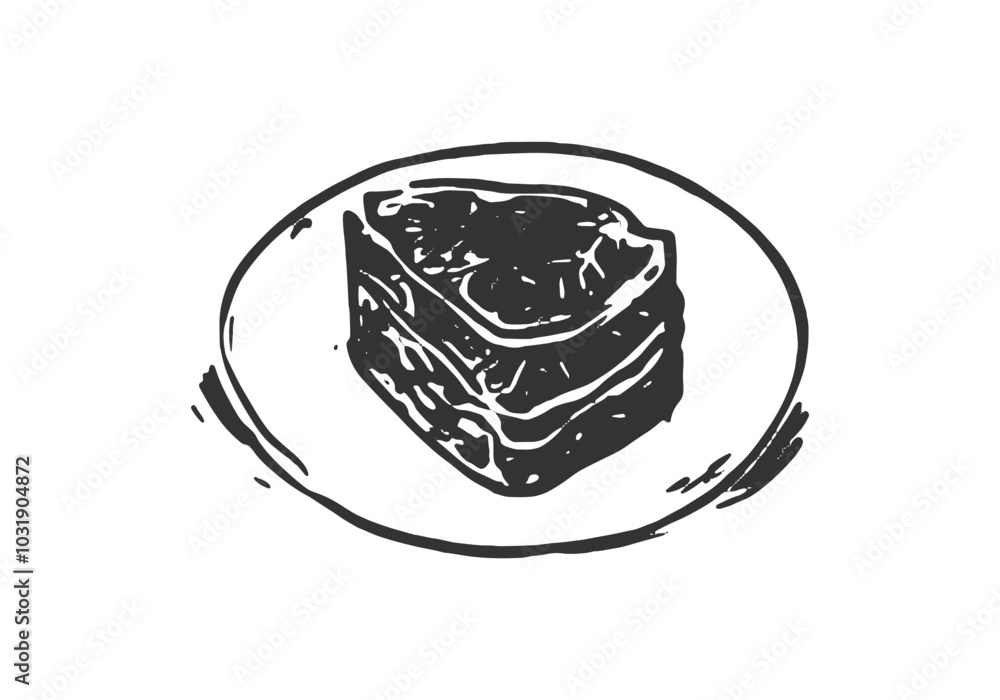 Cake Slice on a Plate - Hand-Drawn Line Art. Detailed black and white line art of a cake slice on a plate. Ideal for bakery menus, dessert-related projects, or cozy food illustrations. Cake Slice on a Plate - Hand-Drawn Line Art. Detailed black and white line art of a cake slice on a plate. Ideal for bakery menus, dessert-related projects, or cozy food illustrations.