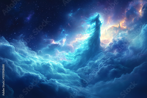 goddess or fairy or Enchantresses or Sorceress in the sky background 