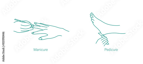 Manicure and Pedicure Vector Icons for Nail Care and Beauty