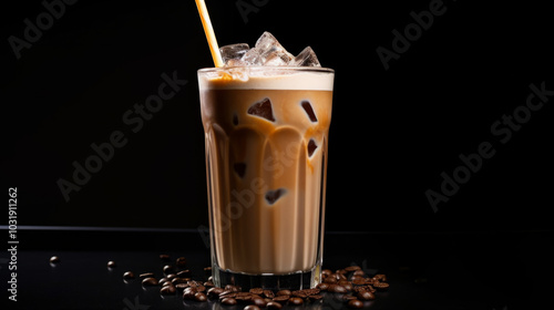 Frappé coffee with chocolate, Isolated on black background