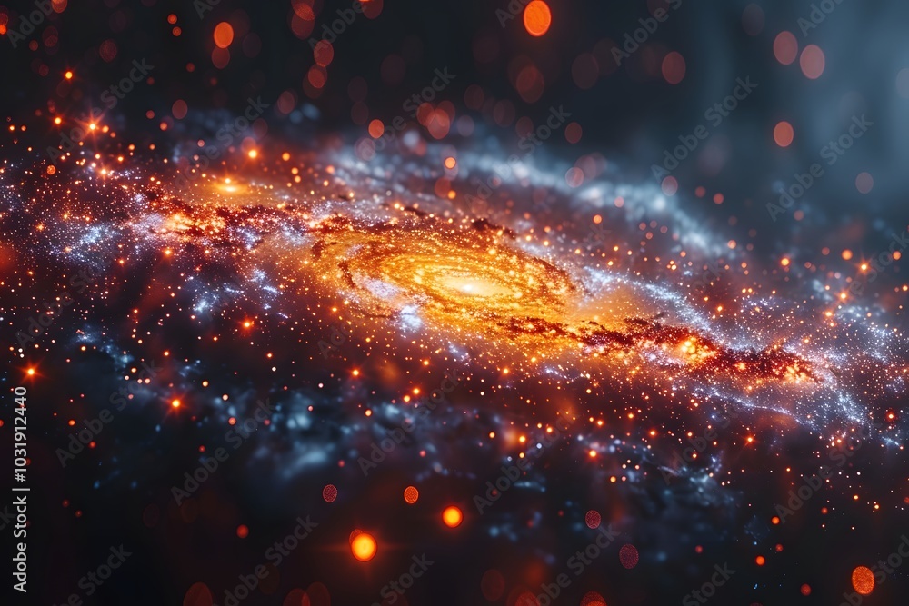 Obraz premium Stunning Cosmic Galaxy with Vibrant Stars and Galaxies in Deep Space Atmosphere