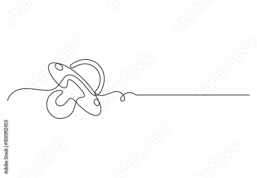 Continuous one line drawing of baby pacifier vector illustration. Pro vector 