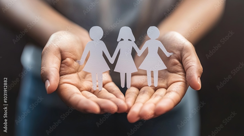 hands holding paper family cutout, family home, foster care, world mental health day, Autism support,homeschooling, budgeting cost of living, inflation concept hands holding paper family cutout, family home, foster care, world mental health day, Autism support,homeschooling, budgeting cost of living, inflation concept